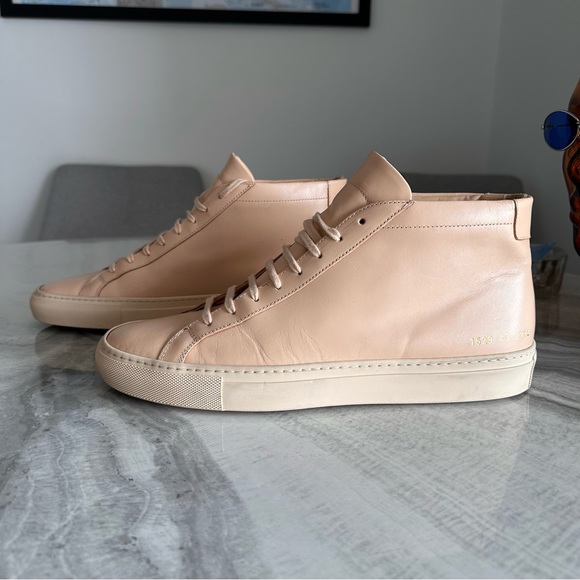 Common Projects Original Achilles Blush Pink Mid Top Leather Sneakers
